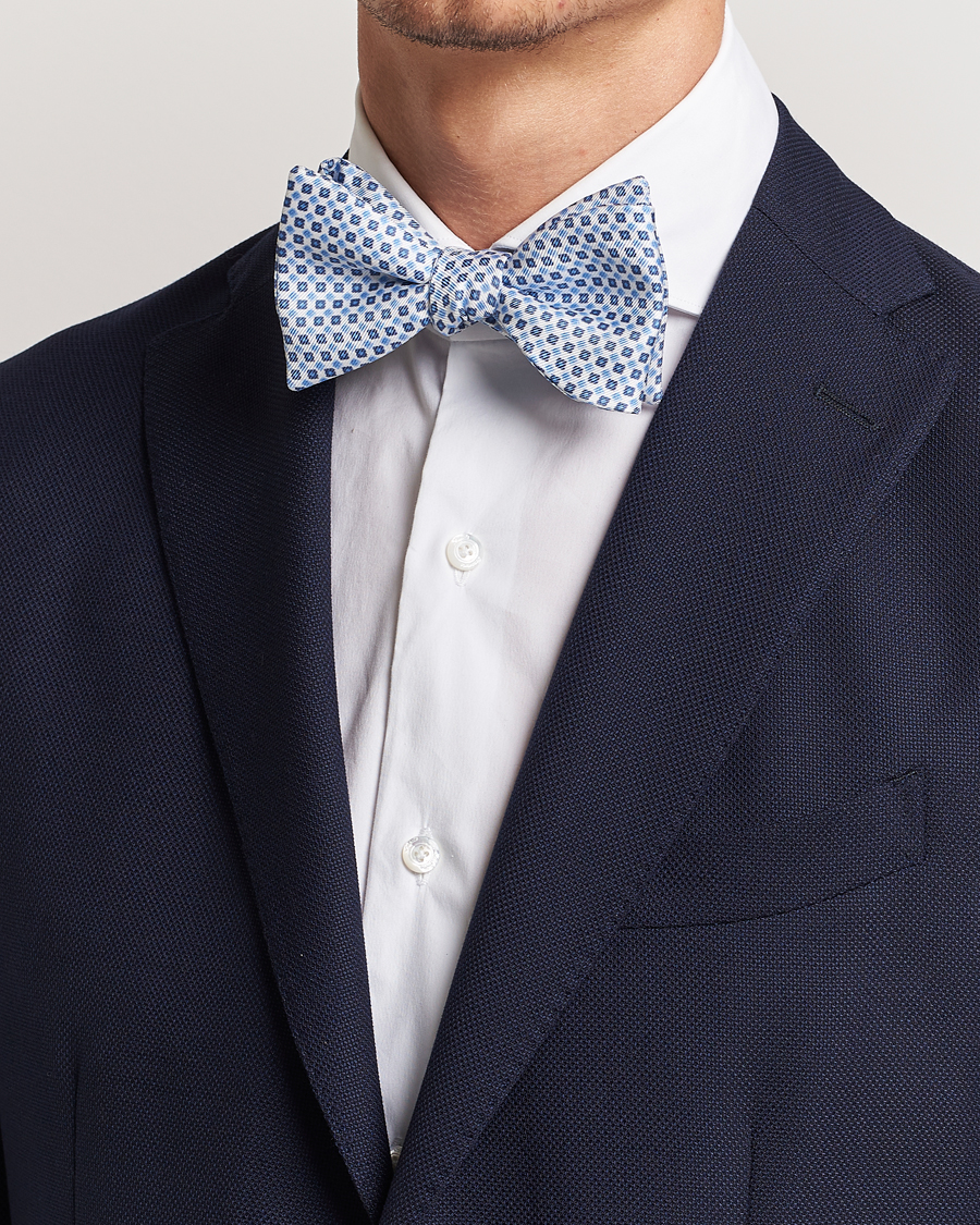 Herren |  | E. Marinella | Silk Bow Tie White/Blue