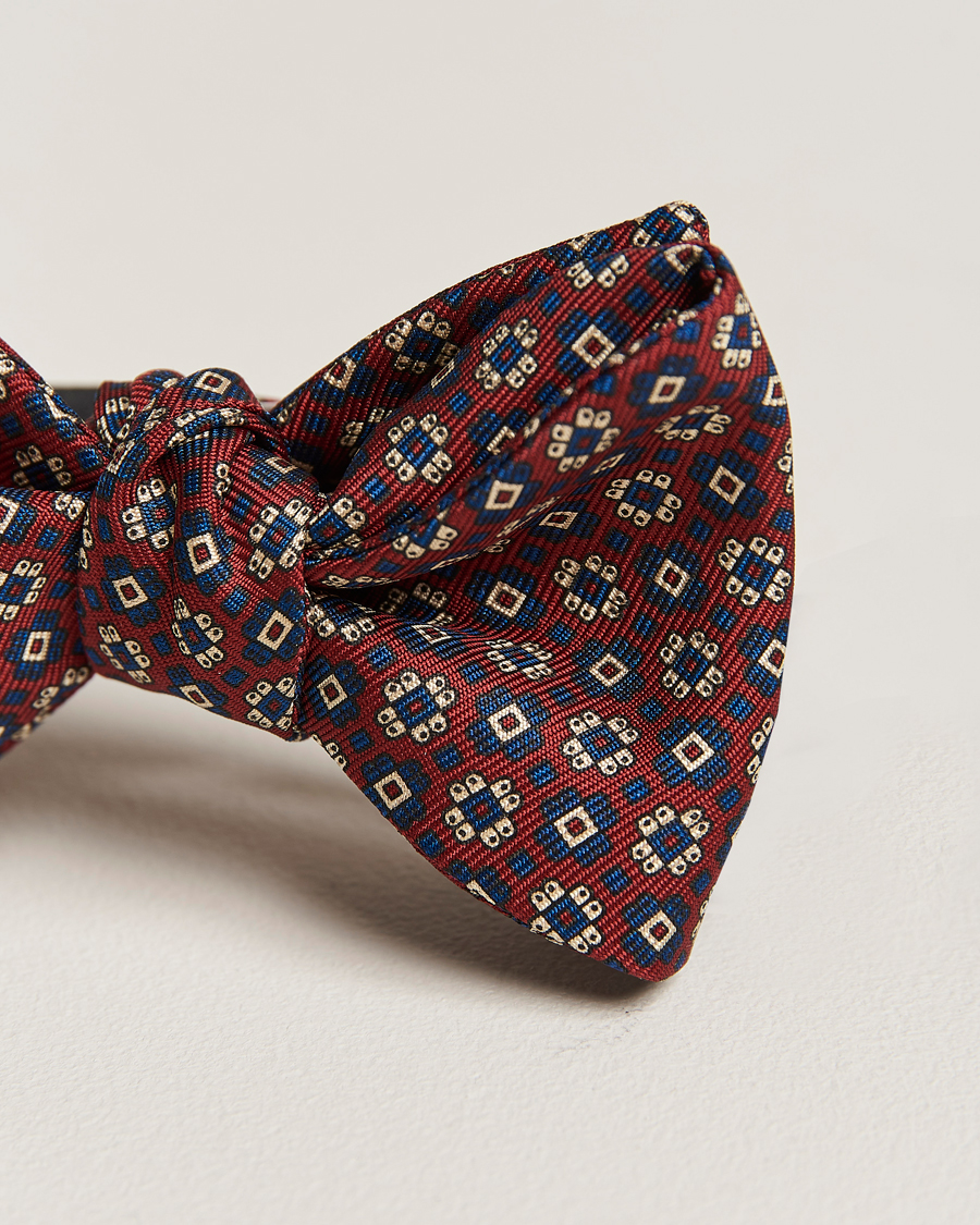 Herren | E. Marinella Printed Silk Bow Tie Burgundy | E. Marinella | Printed Silk Bow Tie Burgundy