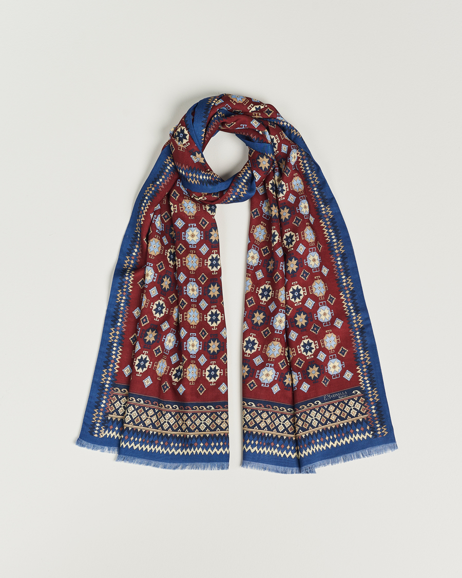 Herren | E. Marinella Wool/Silk Printed Scarf Burgundy | E. Marinella | Wool/Silk Printed Scarf Burgundy
