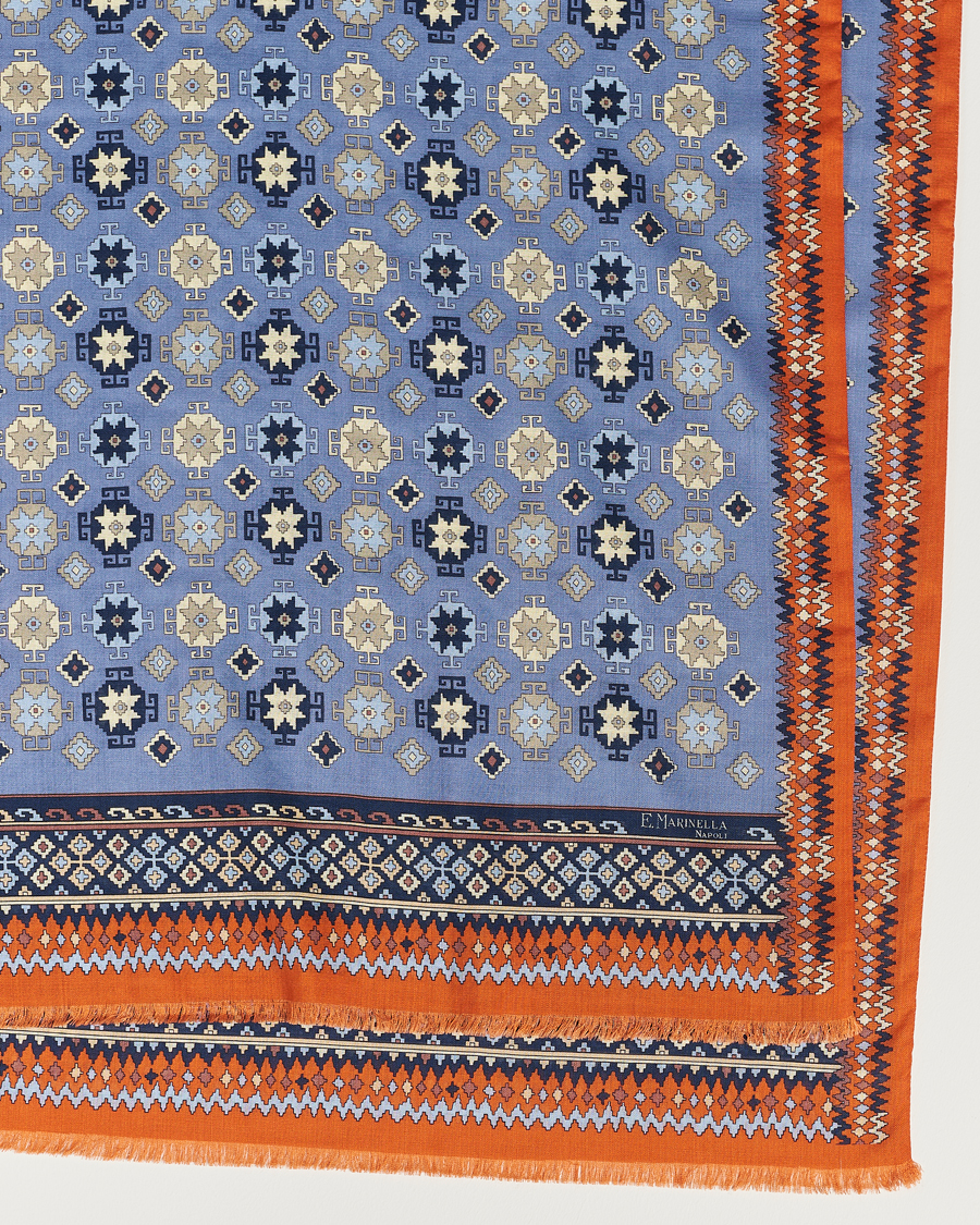 Herren | E. Marinella Wool/Silk Printed Scarf Light Blue | E. Marinella | Wool/Silk Printed Scarf Light Blue