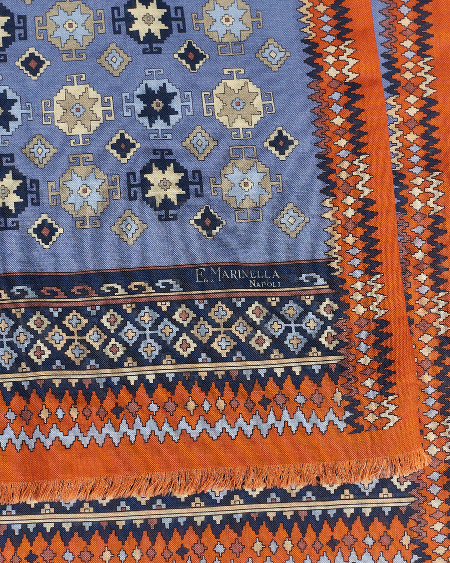 Herren | E. Marinella Wool/Silk Printed Scarf Light Blue | E. Marinella | Wool/Silk Printed Scarf Light Blue