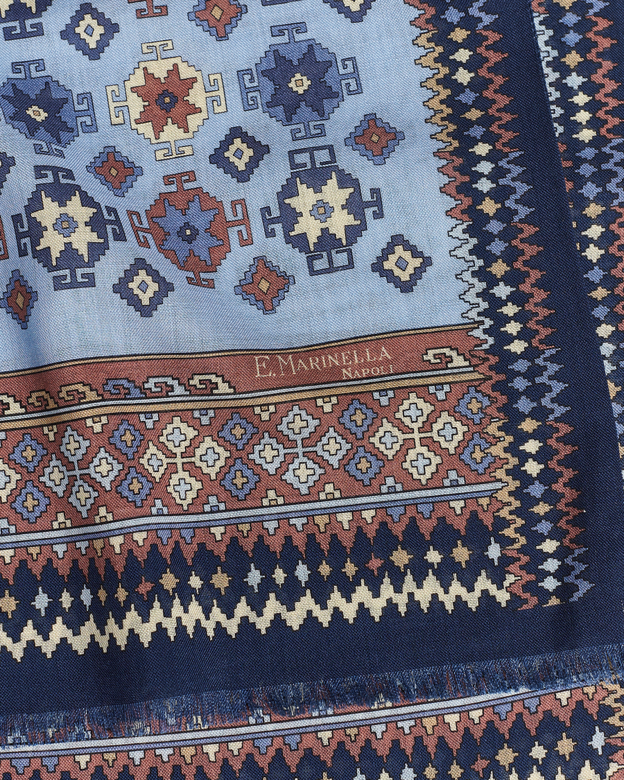 Herren | E. Marinella Wool/Silk Printed Scarf Navy/Light Blue | E. Marinella | Wool/Silk Printed Scarf Navy/Light Blue