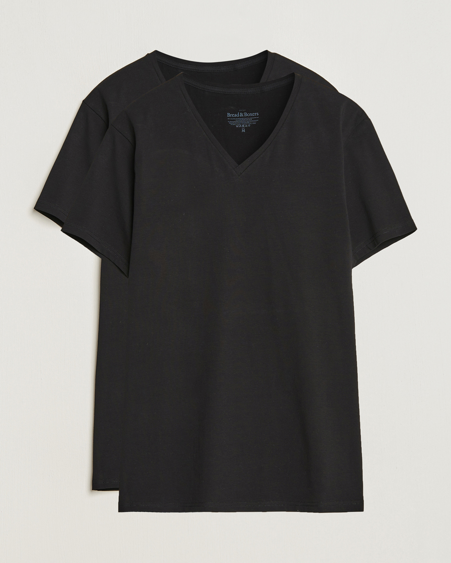 Herren | T-Shirts | Bread & Boxers | 2-Pack V-Neck T-Shirt Black