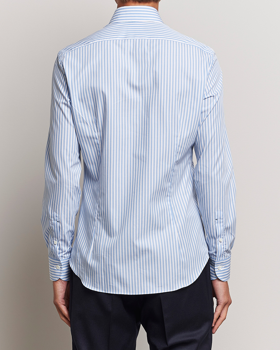 Herren | Hemden | Mazzarelli | Soft Button Down Striped Shirt Light Blue