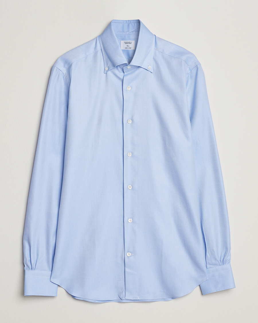 Herren | Hemden | Mazzarelli | Soft Button Down Twill Shirt Light Blue