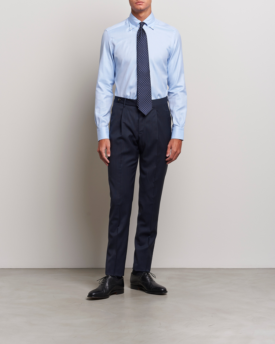 Herren | Hemden | Mazzarelli | Soft Button Down Twill Shirt Light Blue