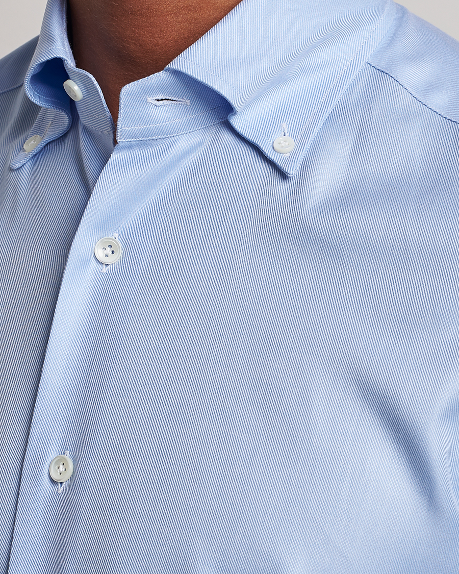 Herren | Hemden | Mazzarelli | Soft Button Down Twill Shirt Light Blue