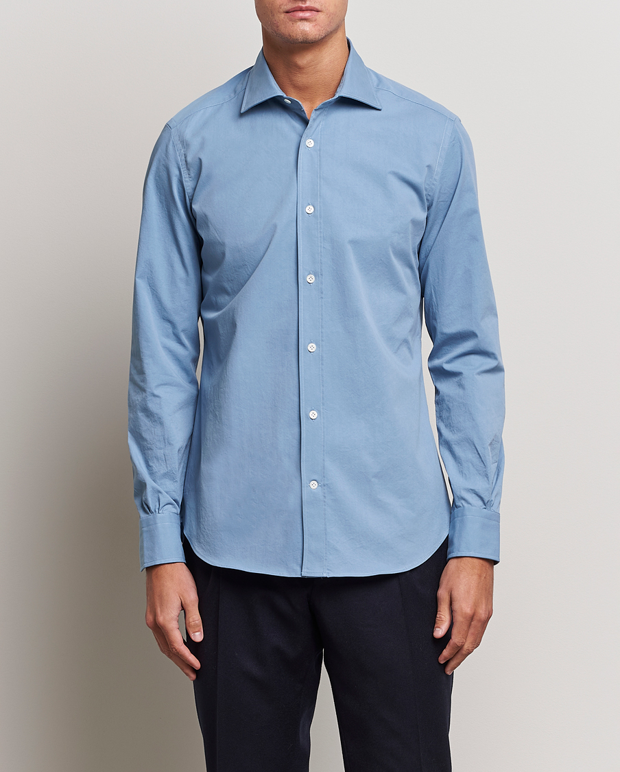Herren | Hemden | Mazzarelli | Soft Twill Cotton Shirt Light Blue