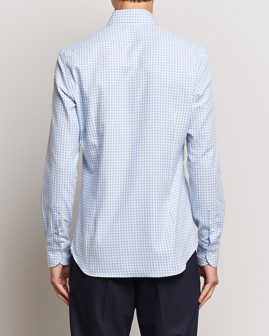 Herren | Hemden | Mazzarelli | Soft Button Down Flannel Shirt Light Blue