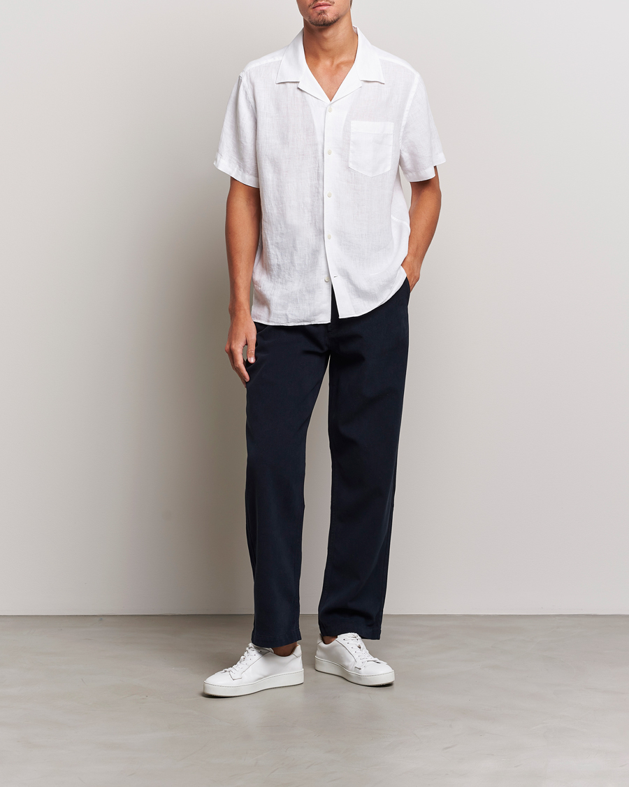Herren | Hemden | J.Lindeberg | Reg Fit Linen Melange Short Sleeve Shirt White