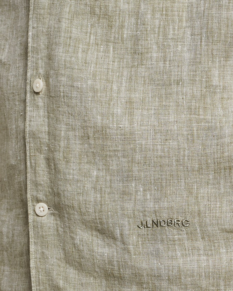 Herren | Hemden | J.Lindeberg | Reg Fit Linen Melange Short Sleeve Shirt Aloe