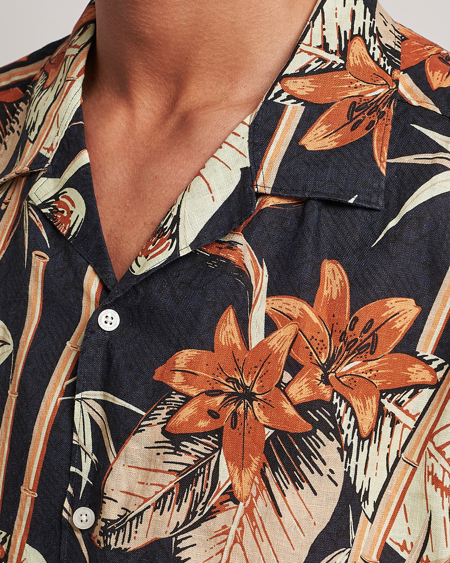 Herren | Hemden | J.Lindeberg | Elio Tropical Print Short Sleeve Shirt Navy
