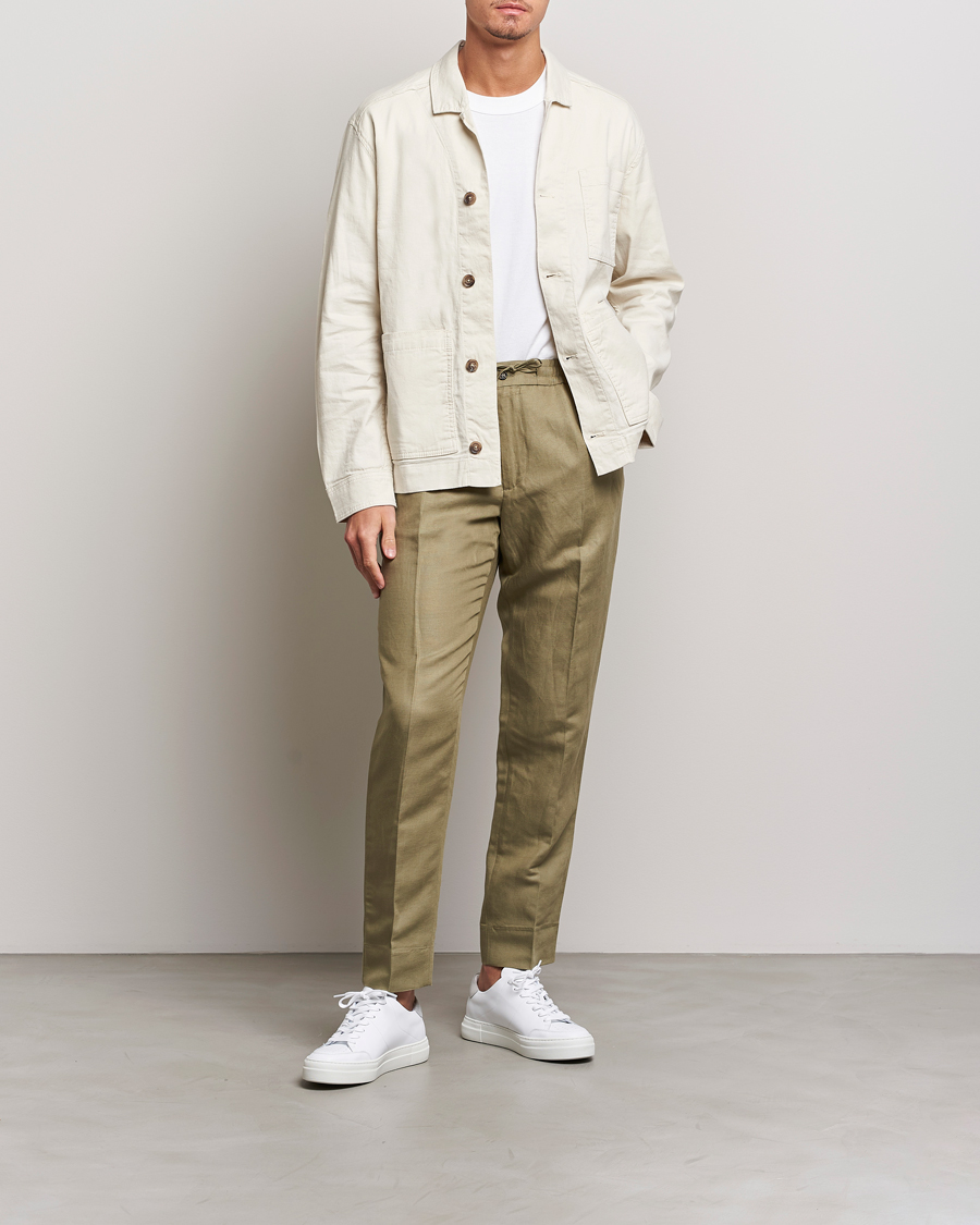 Herren | Hosen | J.Lindeberg | Baron Tencel/Linen Trousers Aloe