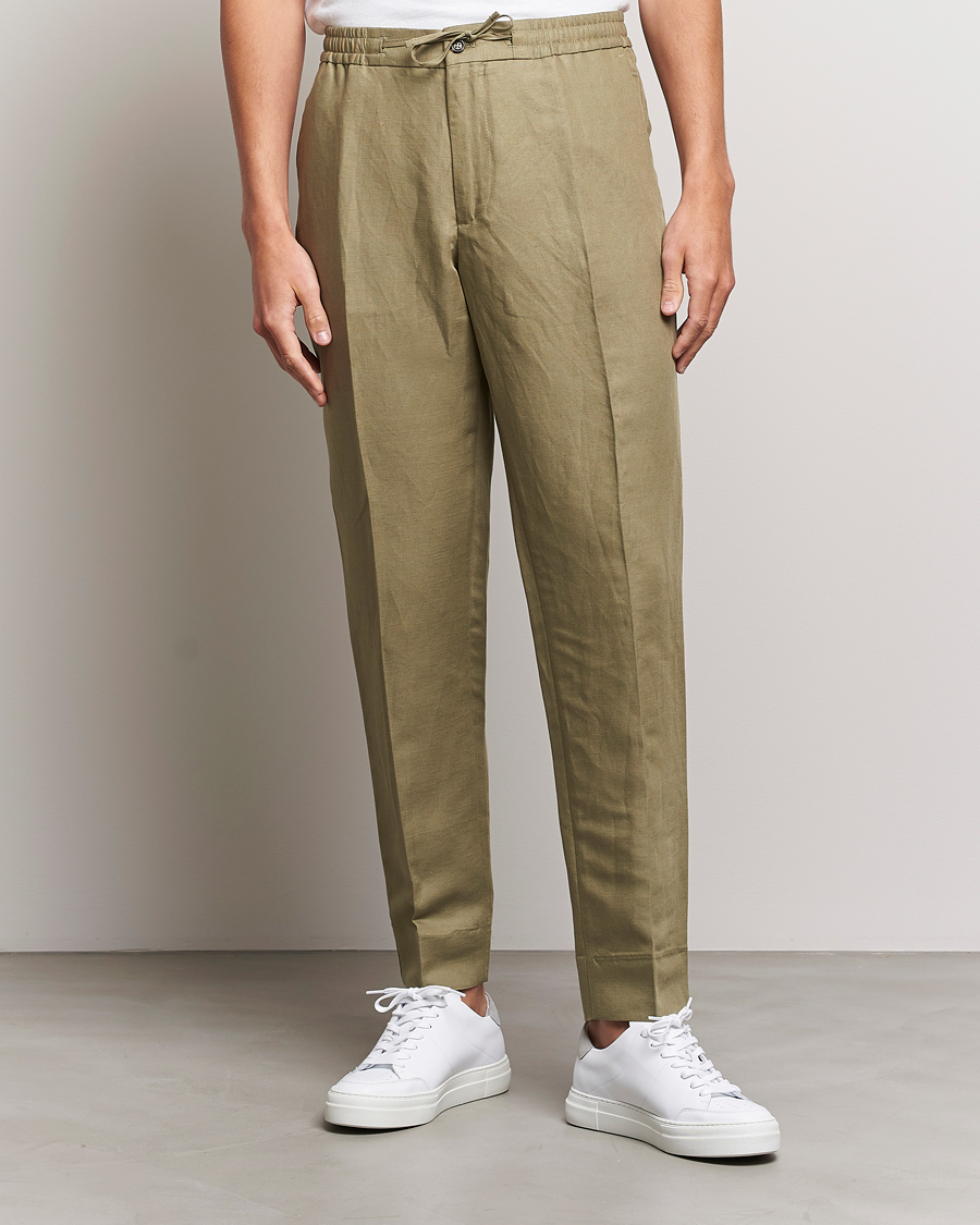 Herren | Hosen | J.Lindeberg | Baron Tencel/Linen Trousers Aloe
