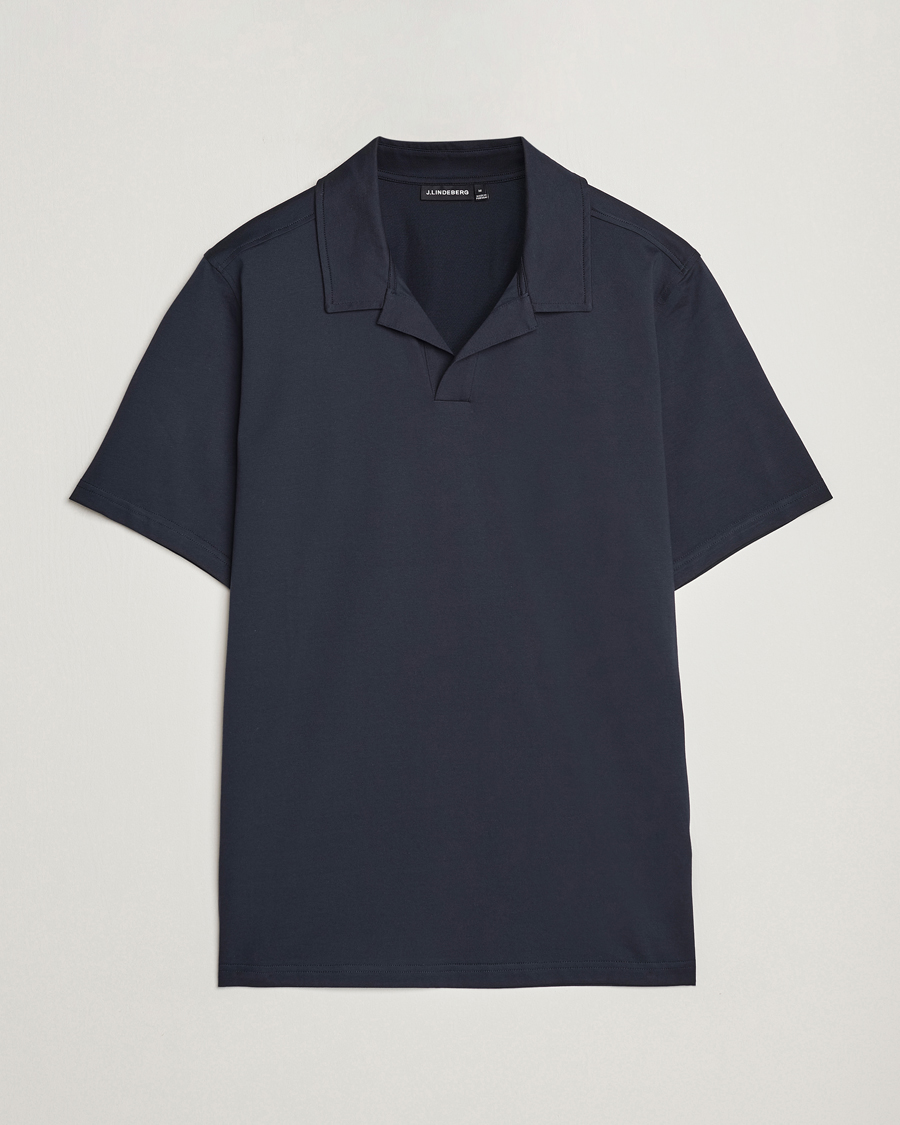 Herren | Poloshirts | J.Lindeberg | Asher Open Collar Polo Shirt Navy
