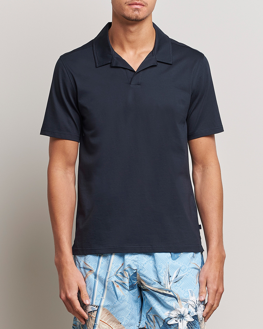 Herren | Poloshirts | J.Lindeberg | Asher Open Collar Polo Shirt Navy