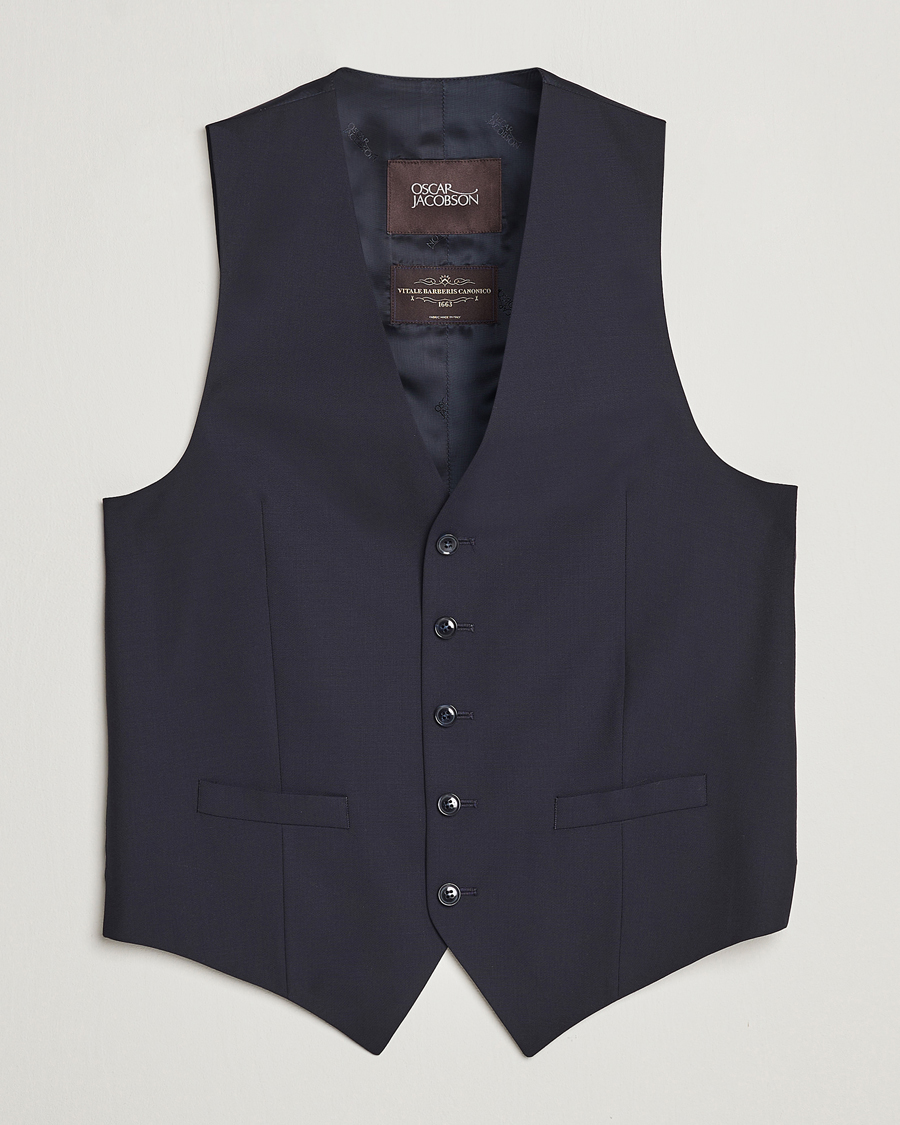 Herren | Sakkos | Oscar Jacobson | Carlo Wool Waistcoat Navy