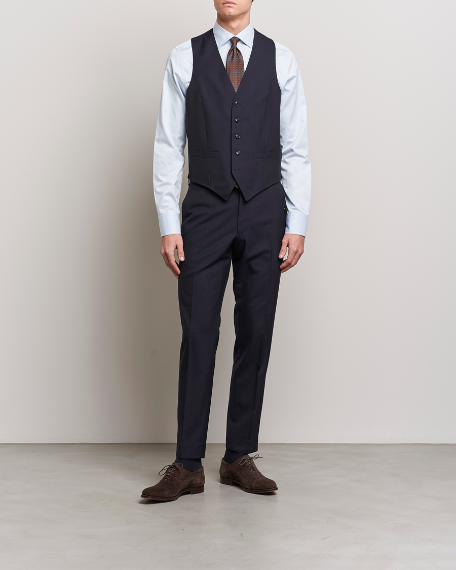 Herren | Sakkos | Oscar Jacobson | Carlo Wool Waistcoat Navy