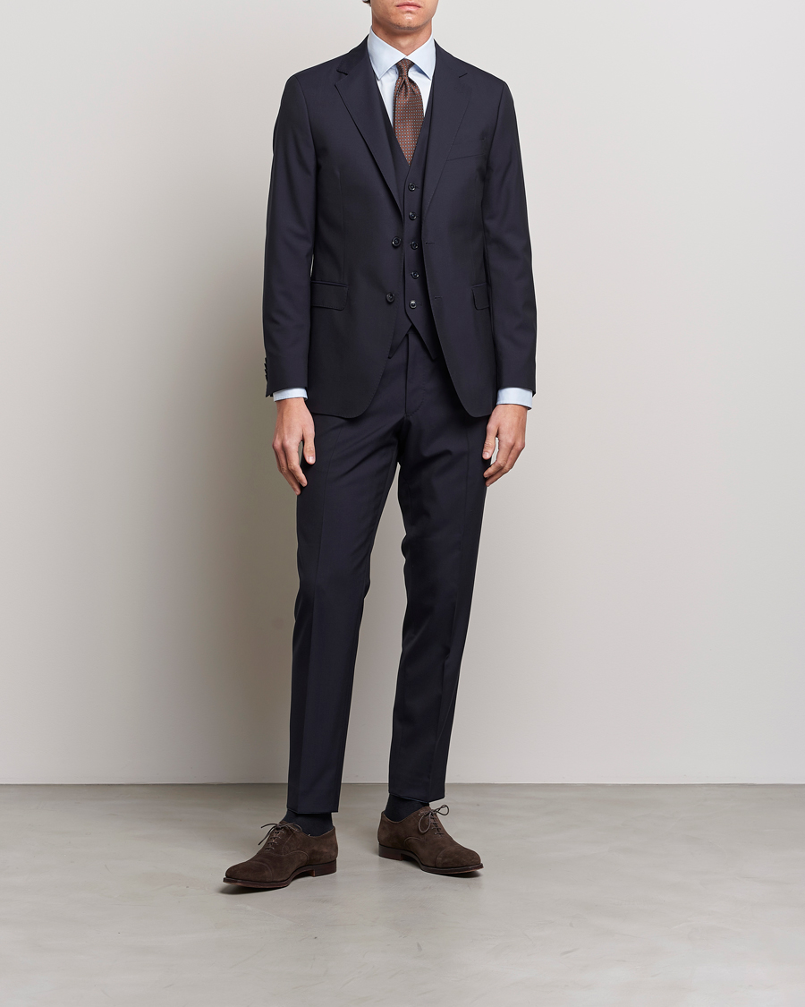 Herren | Sakkos | Oscar Jacobson | Carlo Wool Waistcoat Navy