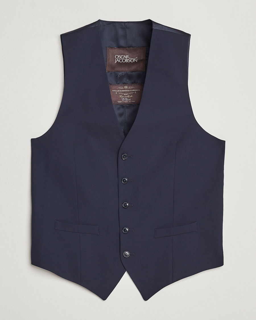 Herren | Sakkos | Oscar Jacobson | Carlo Wool Waistcoat Blue