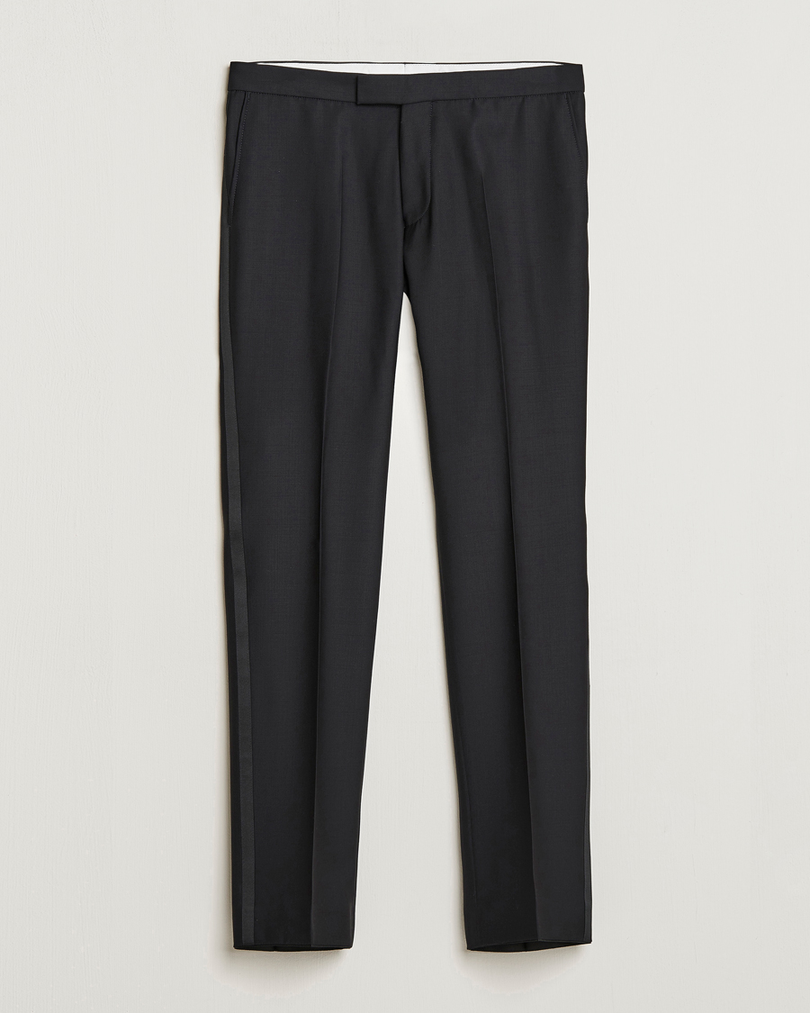 Herren | Hosen | Oscar Jacobson | Devon Wool Tuxedo Trousers Black