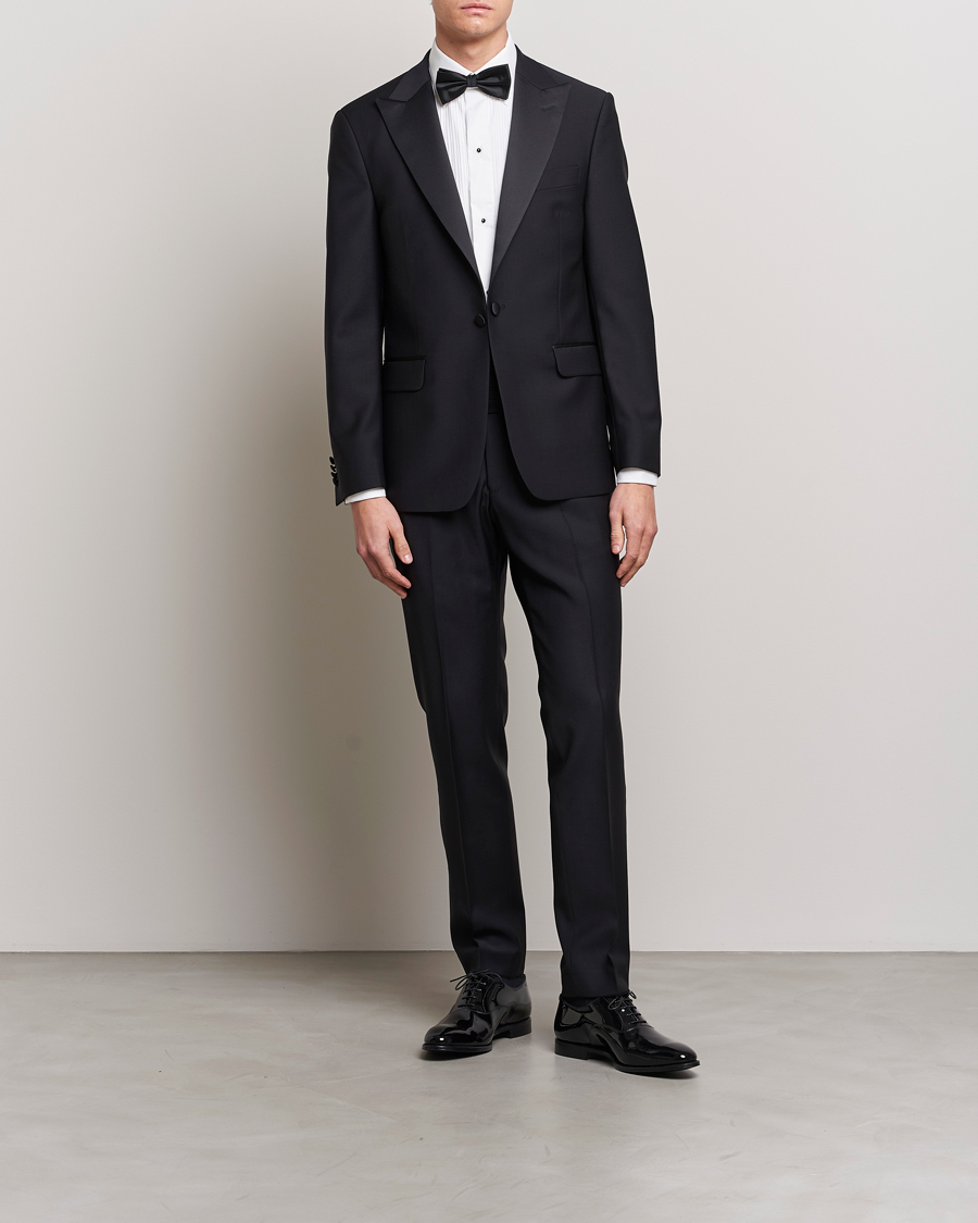 Herren | Hosen | Oscar Jacobson | Devon Wool Tuxedo Trousers Black