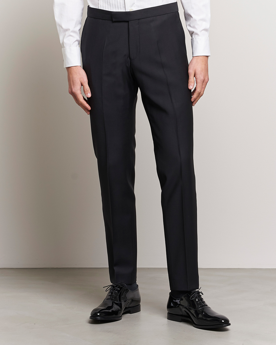 Herren | Hosen | Oscar Jacobson | Devon Wool Tuxedo Trousers Black