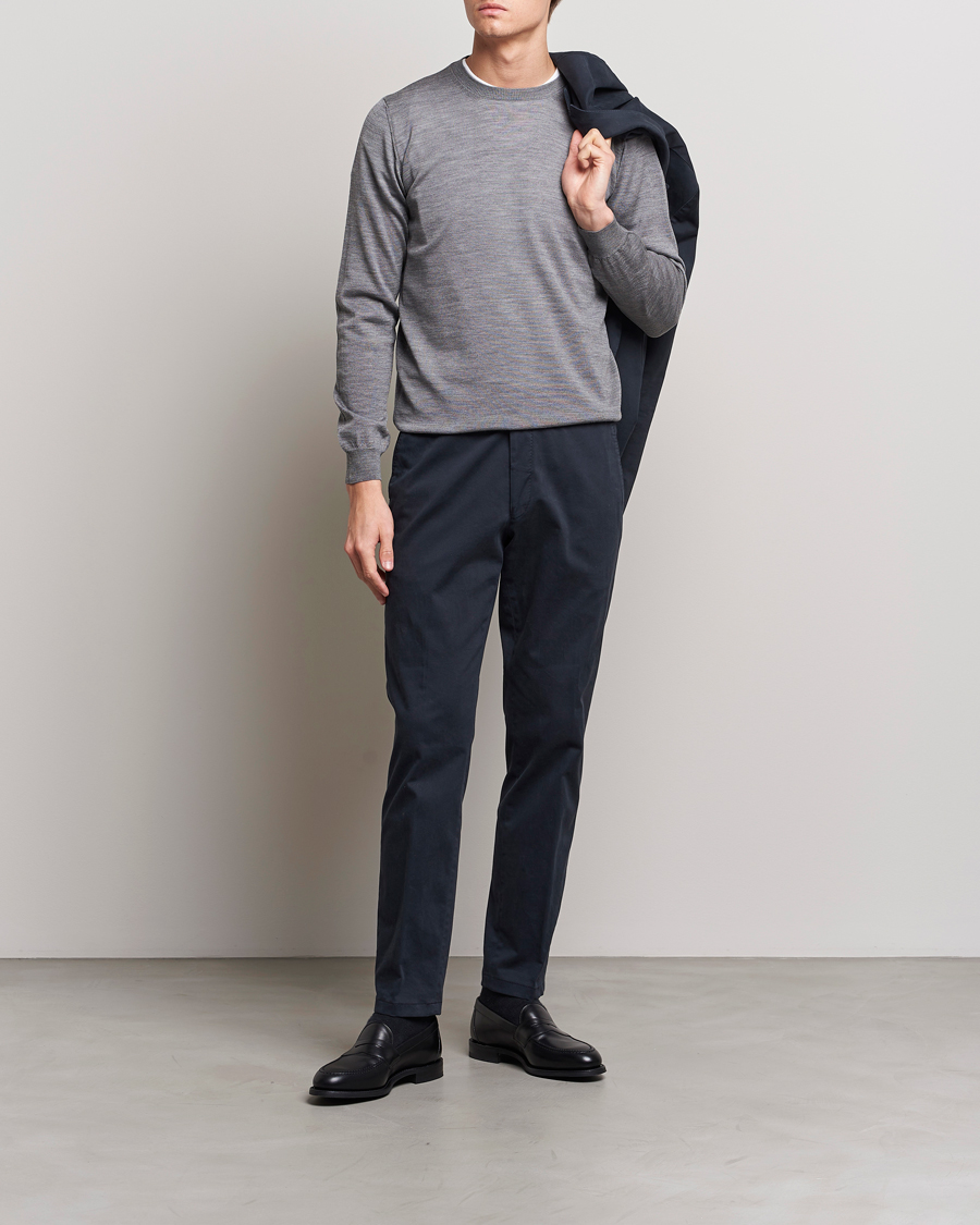 Herren | Pullover | Oscar Jacobson | Custer Merino Wool Roundneck Grey