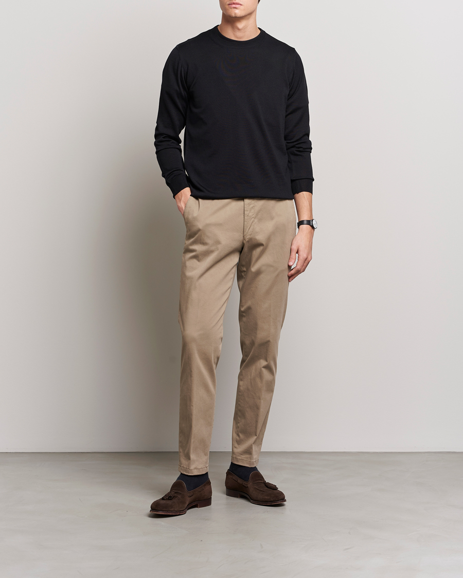 Herren | Pullover | Oscar Jacobson | Custer Merino Wool Roundneck Black