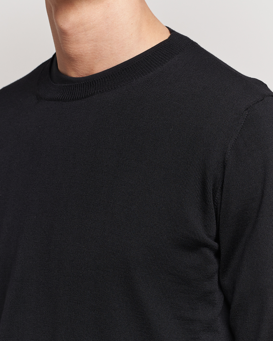 Herren | Pullover | Oscar Jacobson | Custer Merino Wool Roundneck Black