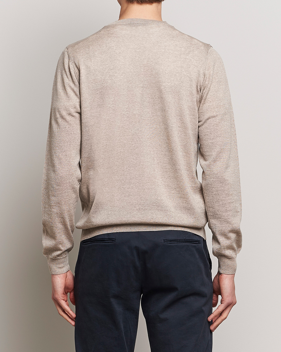 Herren | Pullover | Oscar Jacobson | Custer Merino Wool Roundneck Beige