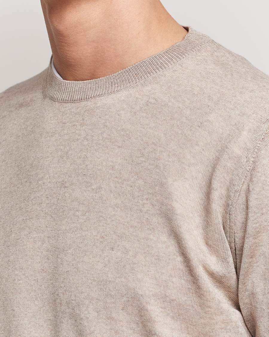 Herren | Pullover | Oscar Jacobson | Custer Merino Wool Roundneck Beige