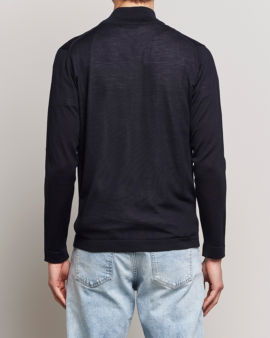 Herren | Pullover | Oscar Jacobson | Ariel Merino Wool Full-Zip Navy