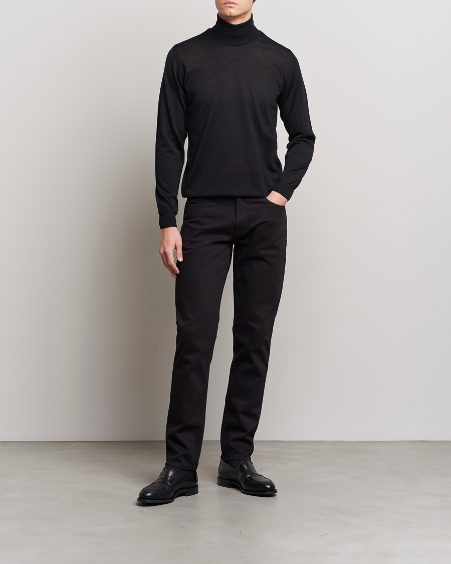 Herren | Pullover | Oscar Jacobson | Cole Merino Wool Rollneck Black