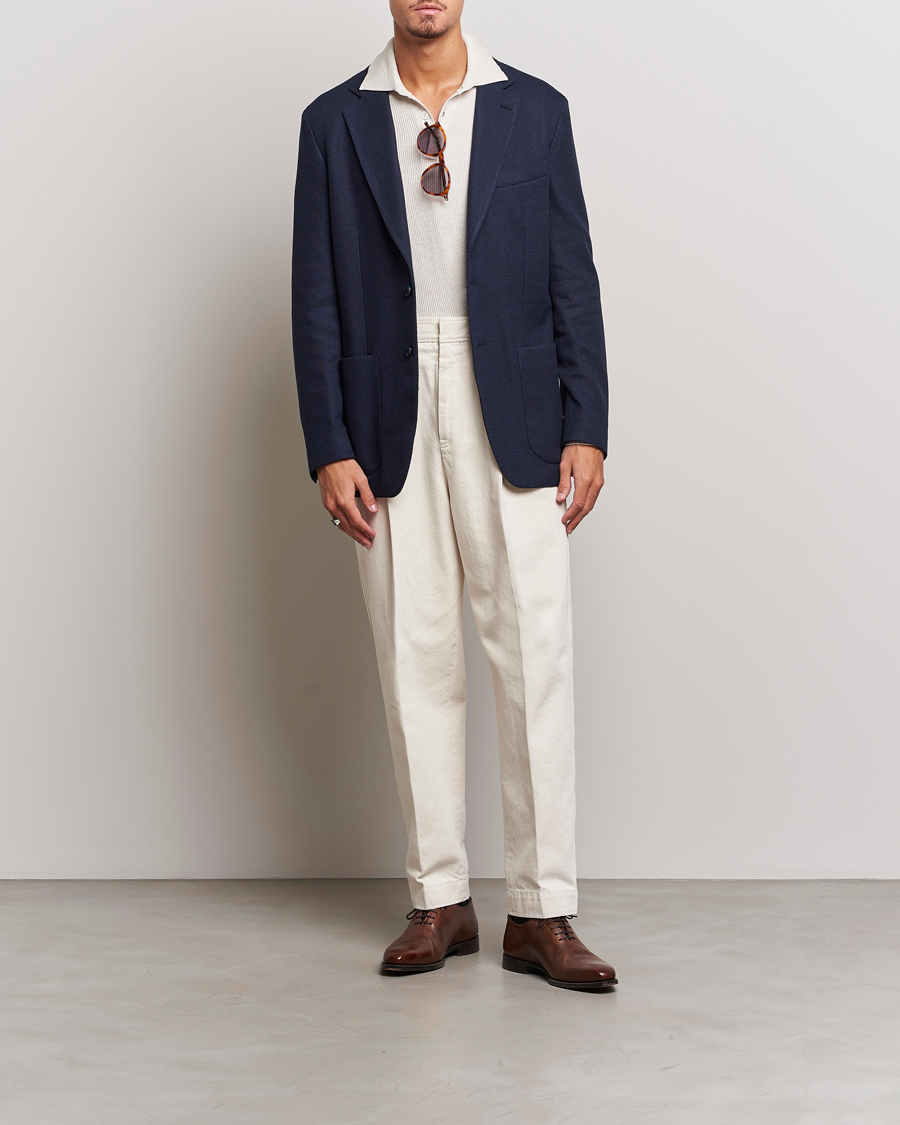 Herren | Sakkos | Brioni | Wool/Silk Jacquard Jersey Blazer Navy
