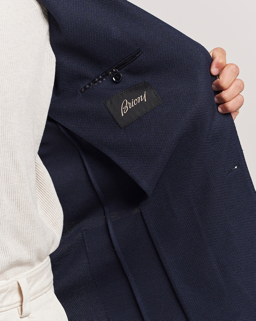 Herren | Sakkos | Brioni | Wool/Silk Jacquard Jersey Blazer Navy