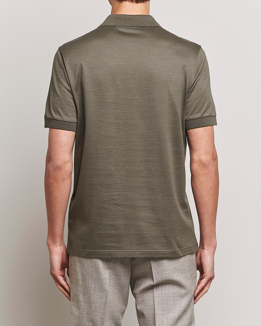 Herren | Poloshirts | Brioni | Cotton/Silk Short Sleeve Polo Olive Green