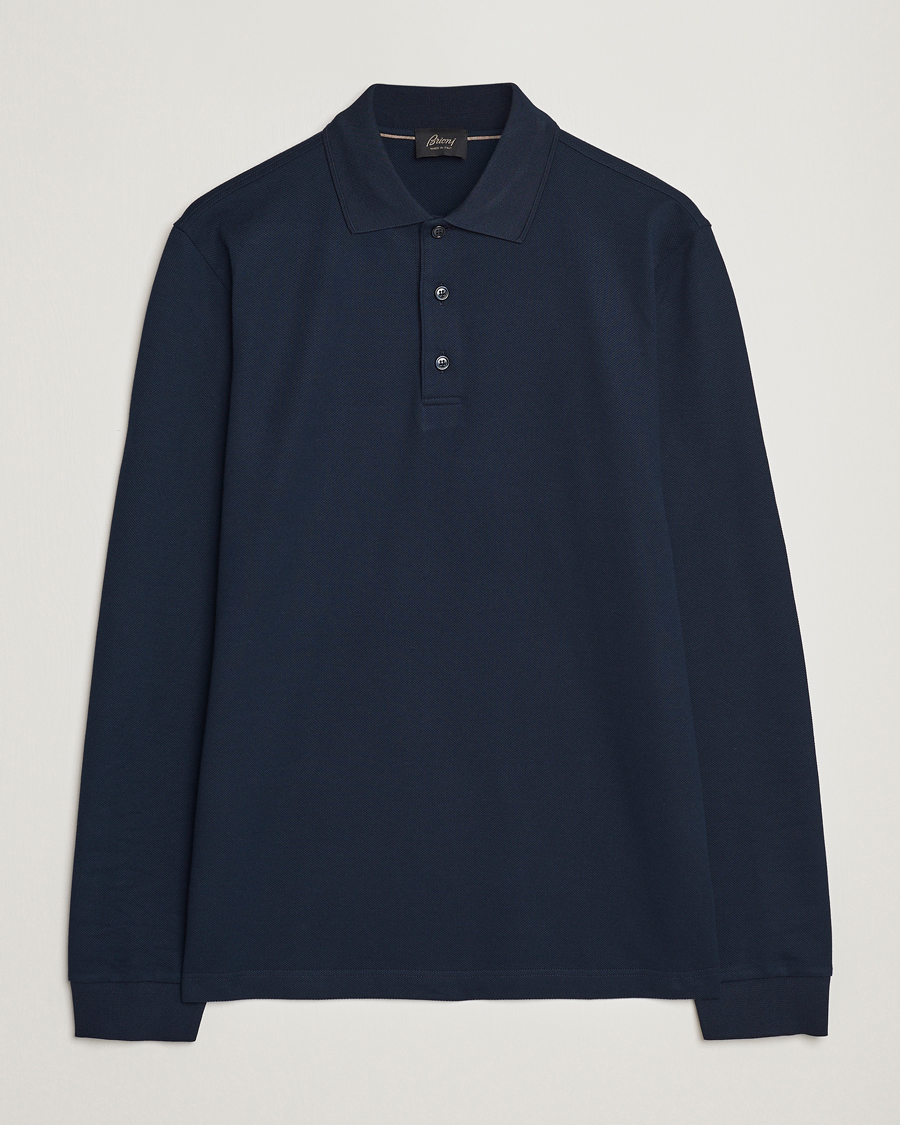 Herren | Pullover | Brioni | Cotton Piquet Long Sleeve Polo Navy