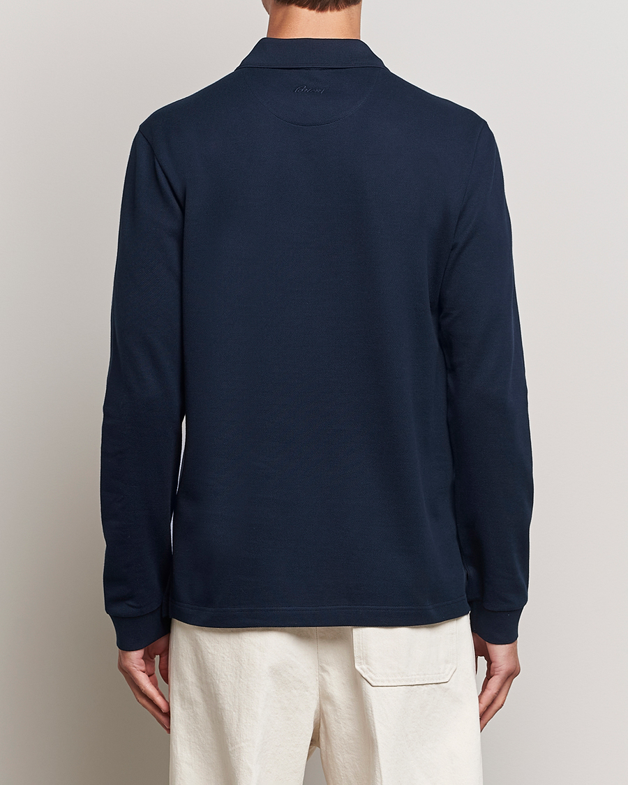 Herren | Pullover | Brioni | Cotton Piquet Long Sleeve Polo Navy