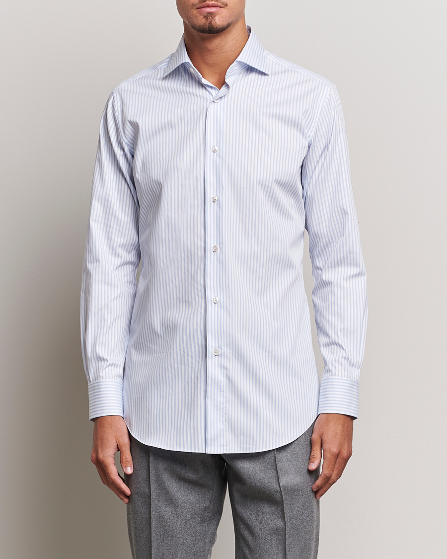 Herren | Hemden | Brioni | Slim Fit Striped Dress Shirt Light Blue