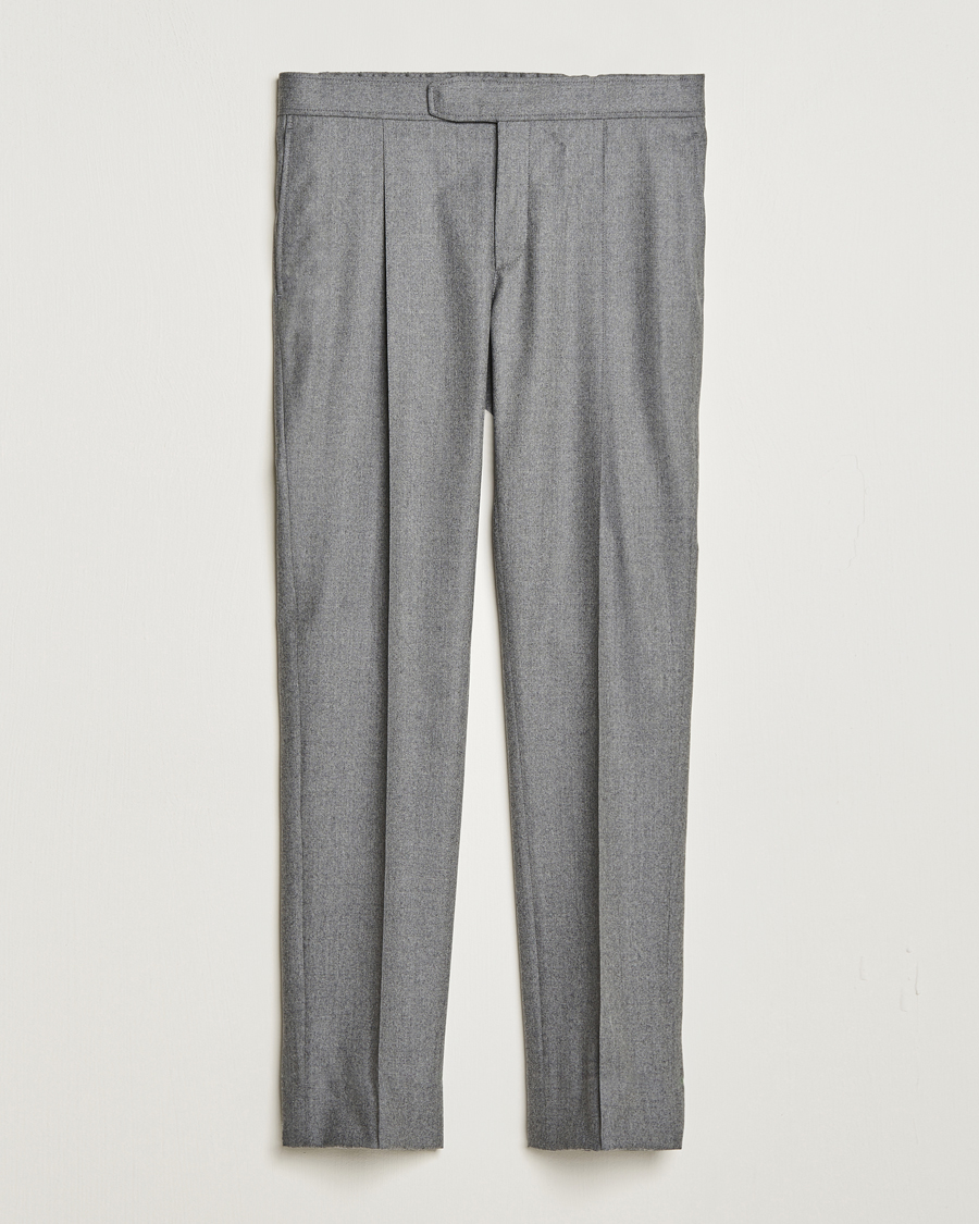 Herren | Hosen | Brioni | Melbourne Drawstring Flannel Trousers Grey Melange