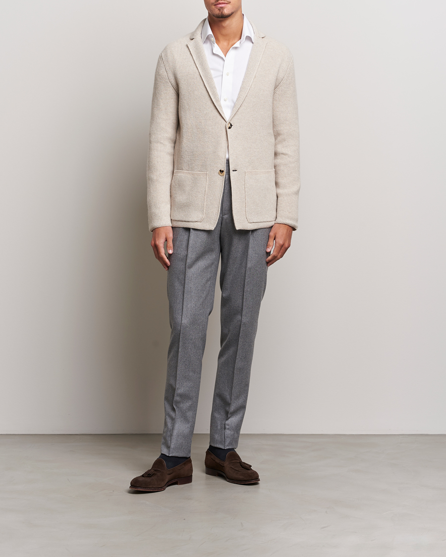 Herren | Hosen | Brioni | Melbourne Drawstring Flannel Trousers Grey Melange