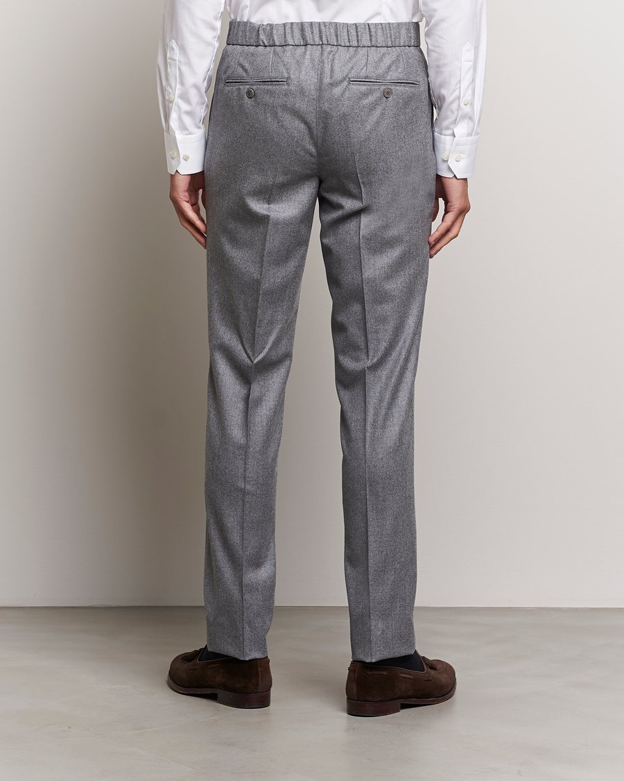 Herren | Hosen | Brioni | Melbourne Drawstring Flannel Trousers Grey Melange