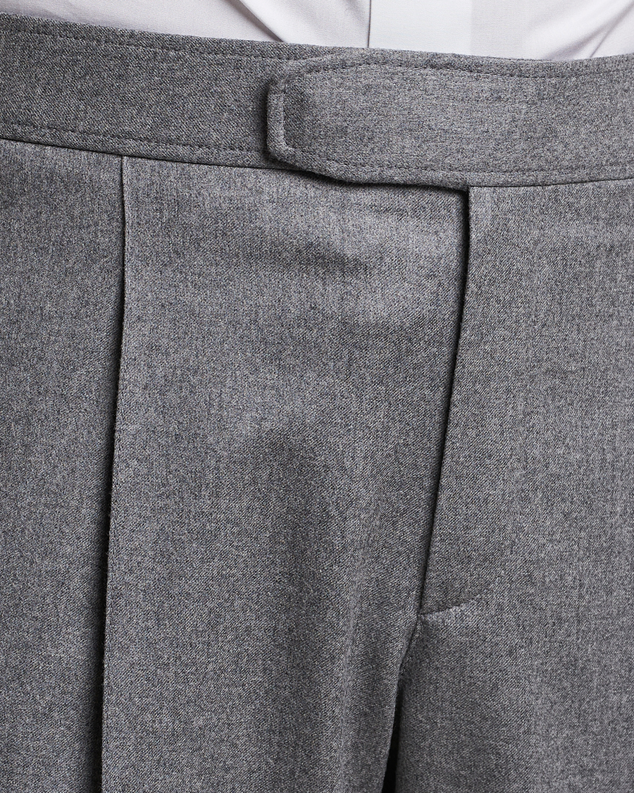 Herren | Hosen | Brioni | Melbourne Drawstring Flannel Trousers Grey Melange