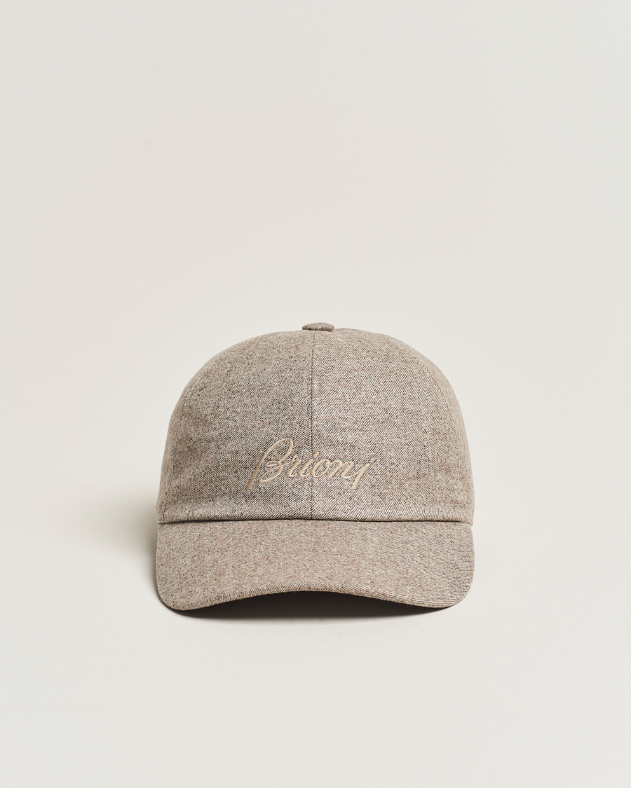 Herren | Brioni Soft Flannel Baseball Cap Beige Melange | Brioni | Soft Flannel Baseball Cap Beige Melange