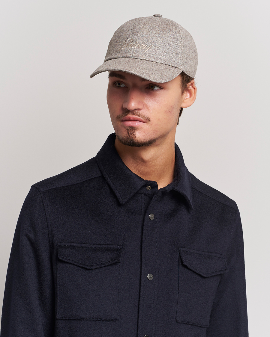 Herren | Brioni Soft Flannel Baseball Cap Beige Melange | Brioni | Soft Flannel Baseball Cap Beige Melange