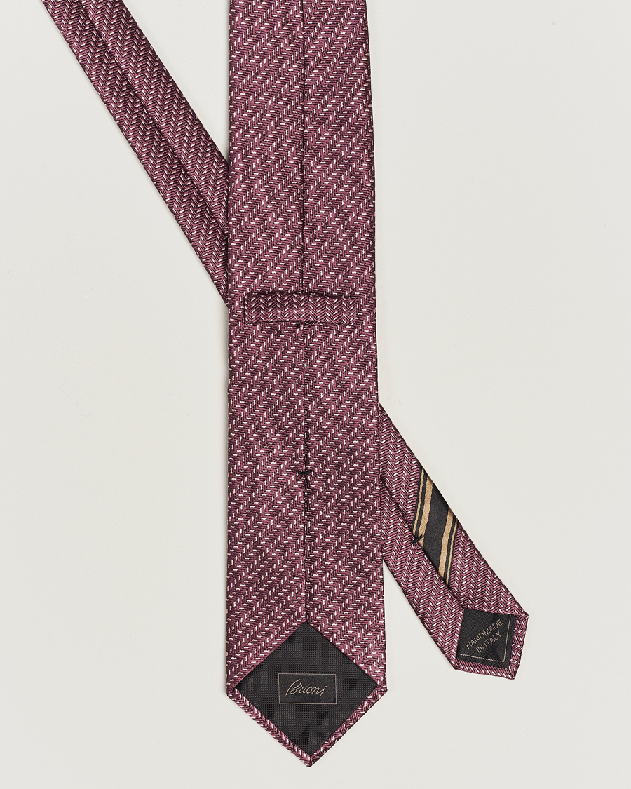 Herren | Brioni Zig Zag Jacuqard Silk Tie Burgundy | Brioni | Zig Zag Jacuqard Silk Tie Burgundy