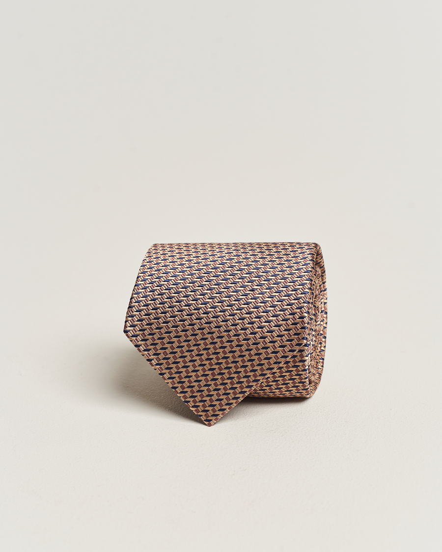 Herren | Brioni Geometrical Jacquard Silk Tie Brown | Brioni | Geometrical Jacquard Silk Tie Brown