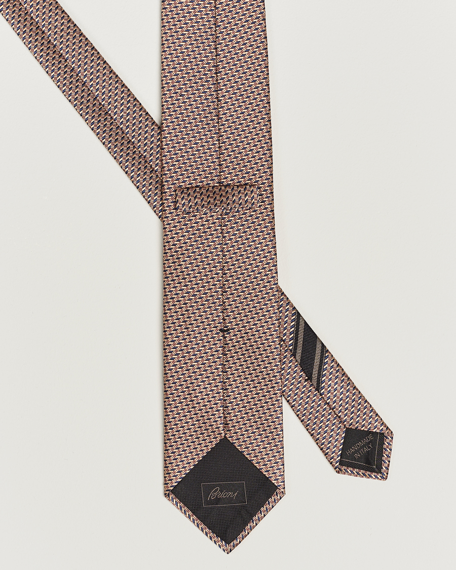 Herren | Brioni Geometrical Jacquard Silk Tie Brown | Brioni | Geometrical Jacquard Silk Tie Brown