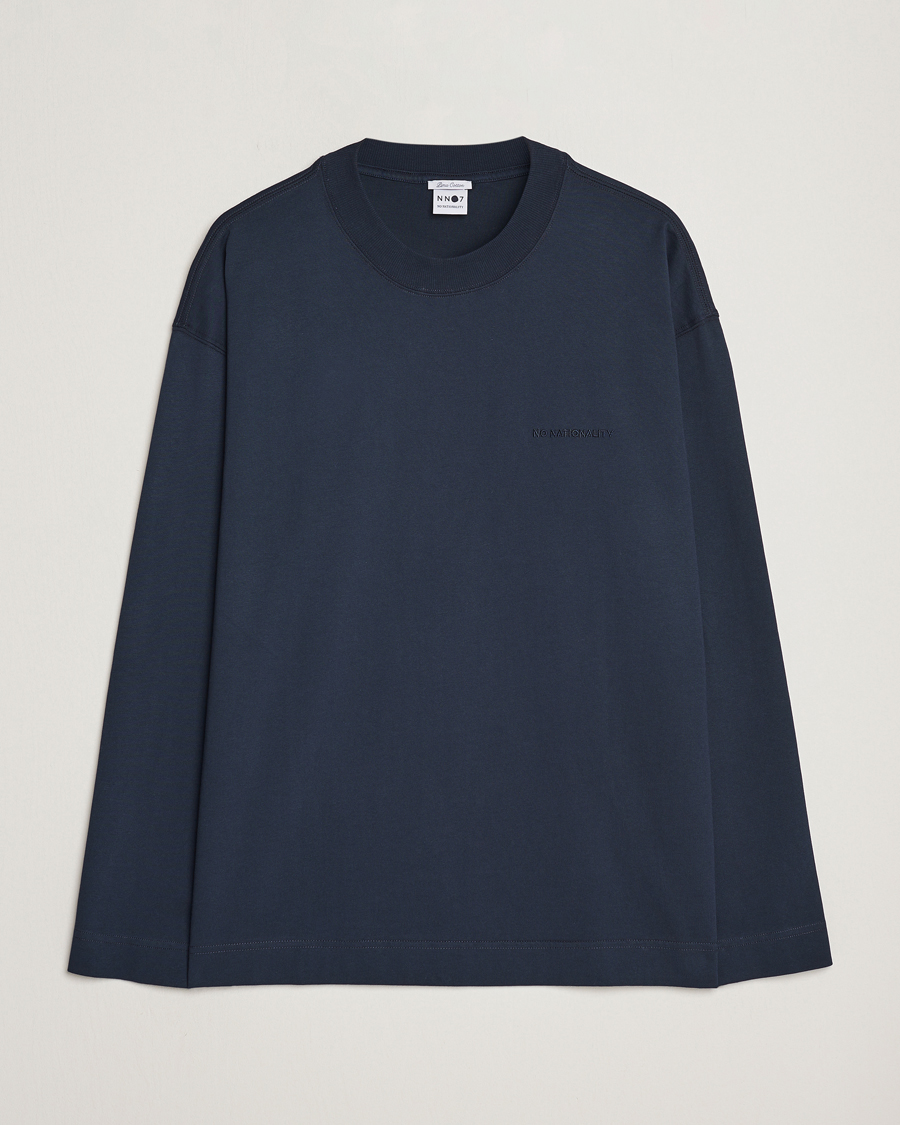 Herren | T-Shirts | NN07 | Benja Pima Cotton Long Sleeve T-Shirt Navy